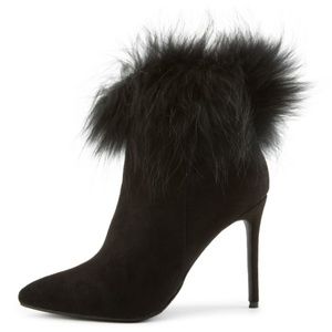 Black Fur Trimmed Ankle Boots